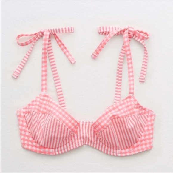 Aerie Tie High Gingham Pink Bikini - Picture 3 of 6